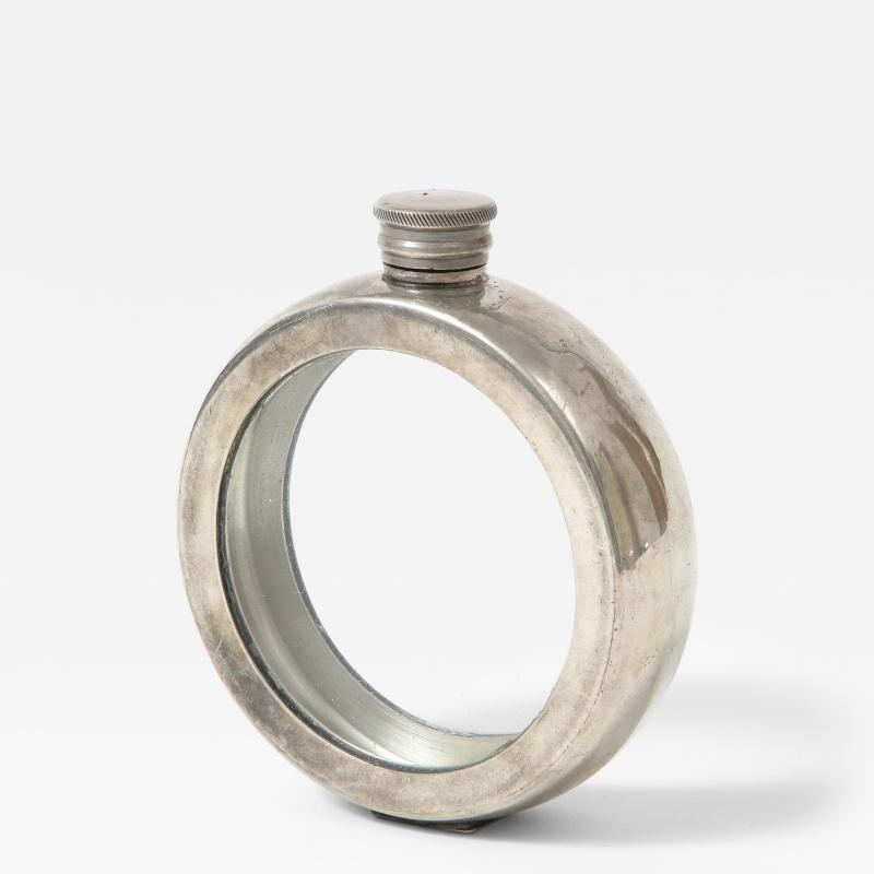 Pewter and Glass Flask England 20th C 