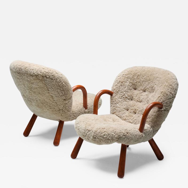 Philip Arctander Clam Chair in Sheepskin by Philip Arctander 1944