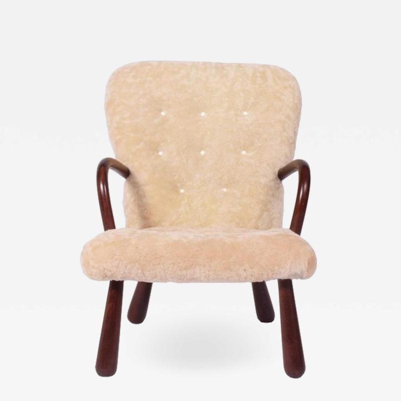 Philip Arctander Sheepskin Clam Easy Chair Attributed to Philip Arctander