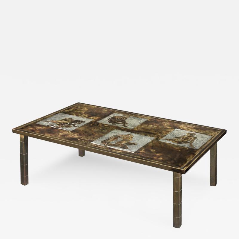 Philip Kelvin LaVerne Rare Coffee Table with Female Nudes by Philip and Kelvin LaVerne
