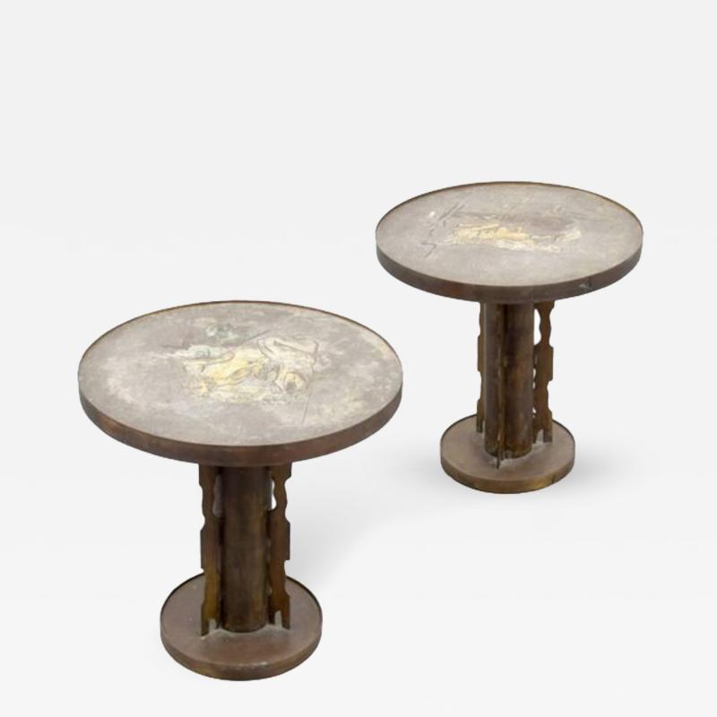 Philip Kelvin LaVerne T 27 Rare Pair of Cocktail Tables by Philip and Kelvin Laverne