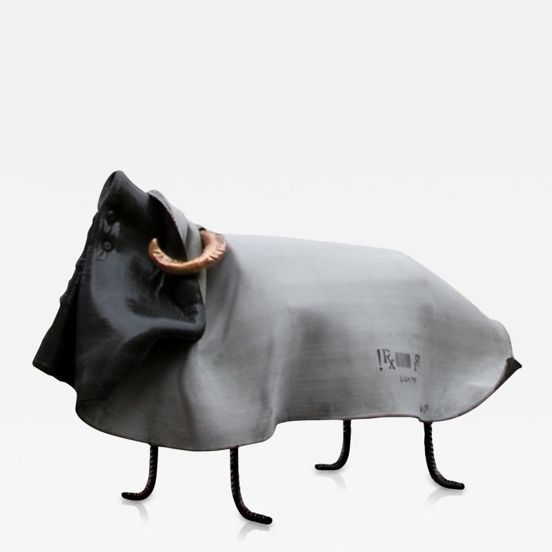 Philip Michael Wolfson TSUKOMOGAMI SHEEP bench with bronze horns