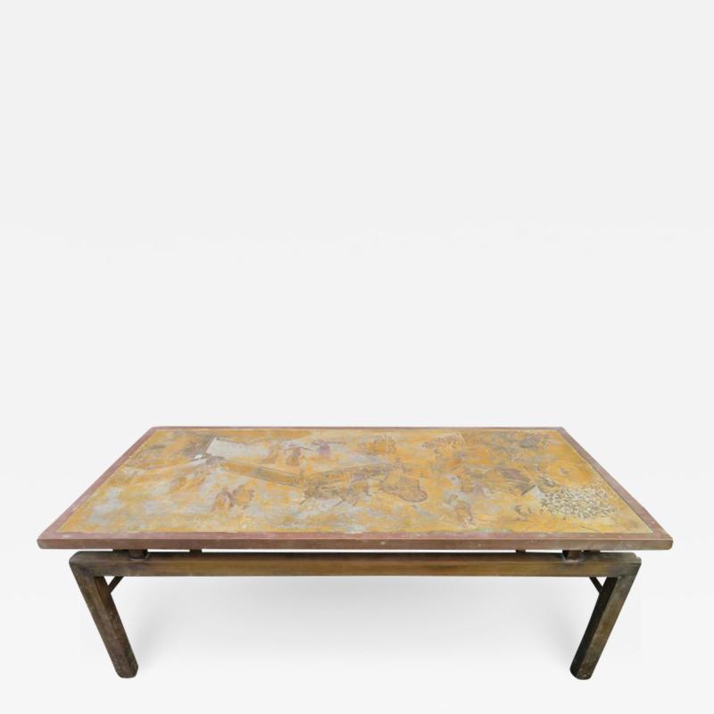 Philip and Kelvin LaVerne Fantastic Acid Etched Asian Inspired Coffee Table by Phillip and Kelvin Laverne