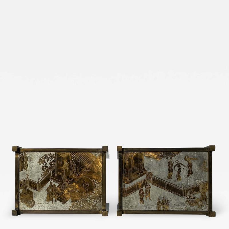 Philip and Kelvin LaVerne Pair of LaVerne TAO Chinoiserie Style Side Tables