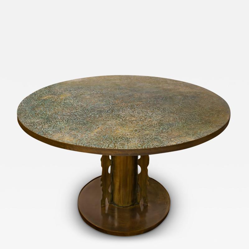 Philip and Kelvin LaVerne Philip Kelvin LaVerne Etruscan Spiral Table with Sculpture Base 1970s Signed 