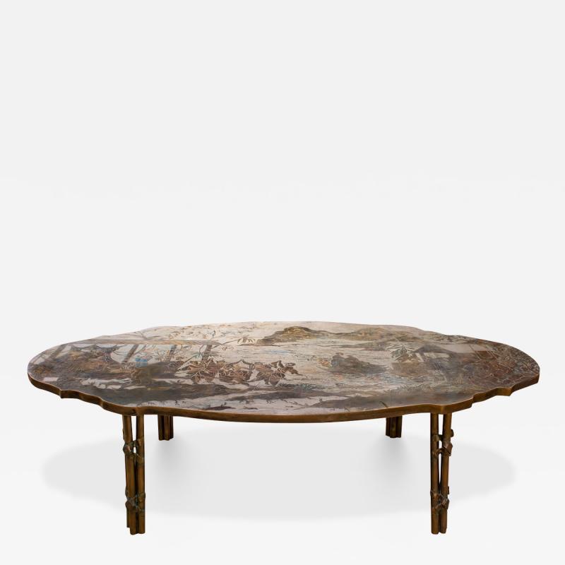 Philip and Kelvin LaVerne Philip Kelvin LaVerne Tang Boucher Coffee Table with Stunning Colors 1960s