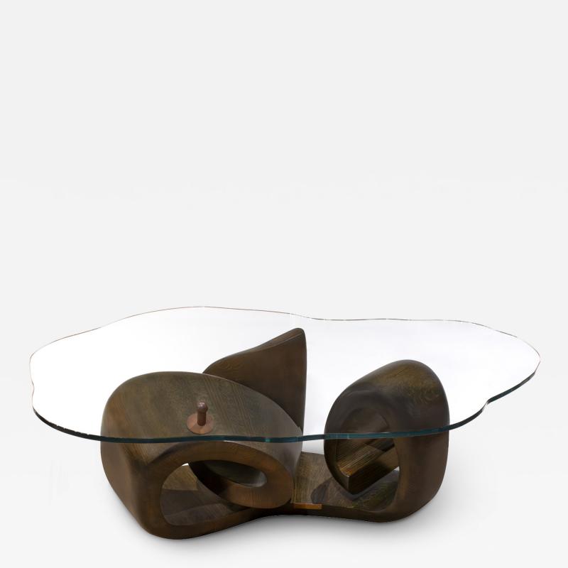 Philip and Kelvin LaVerne Philip LaVerne Unique Sweeping Sculpture Coffee Table in Wood 1966 Signed 