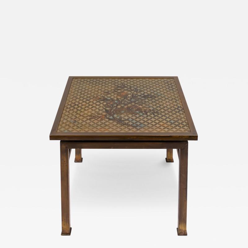 Philip and Kelvin LaVerne Philip and Kelvin LaVerne Kuan Su Side Table with Floral Motif 1960s Signed 