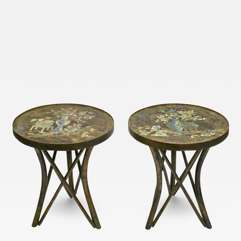 Philip and Kelvin LaVerne Philip and Kelvin LaVerne Pair of Shang Ti Tables 1960s Signed 