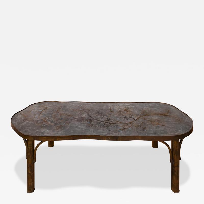 Philip and Kelvin LaVerne Philip and Kelvin LaVerne Rare Chan Floral Coffee Table 1950s Signed 