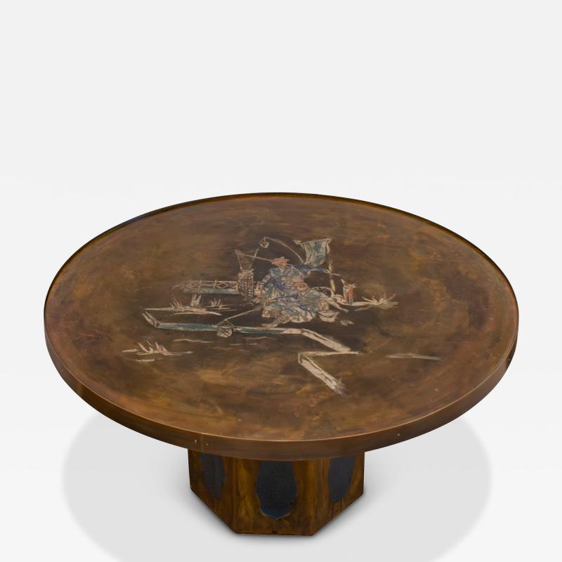 Philip and Kelvin LaVerne Philip and Kelvin LaVerne Unique Early Coffee Table with Chinese Motif 1960s