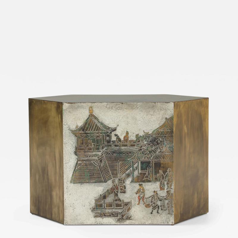 Philip and Kelvin LaVerne Rare Lo Ta Hexagonal Side Table by Philip Kelvin LaVerne