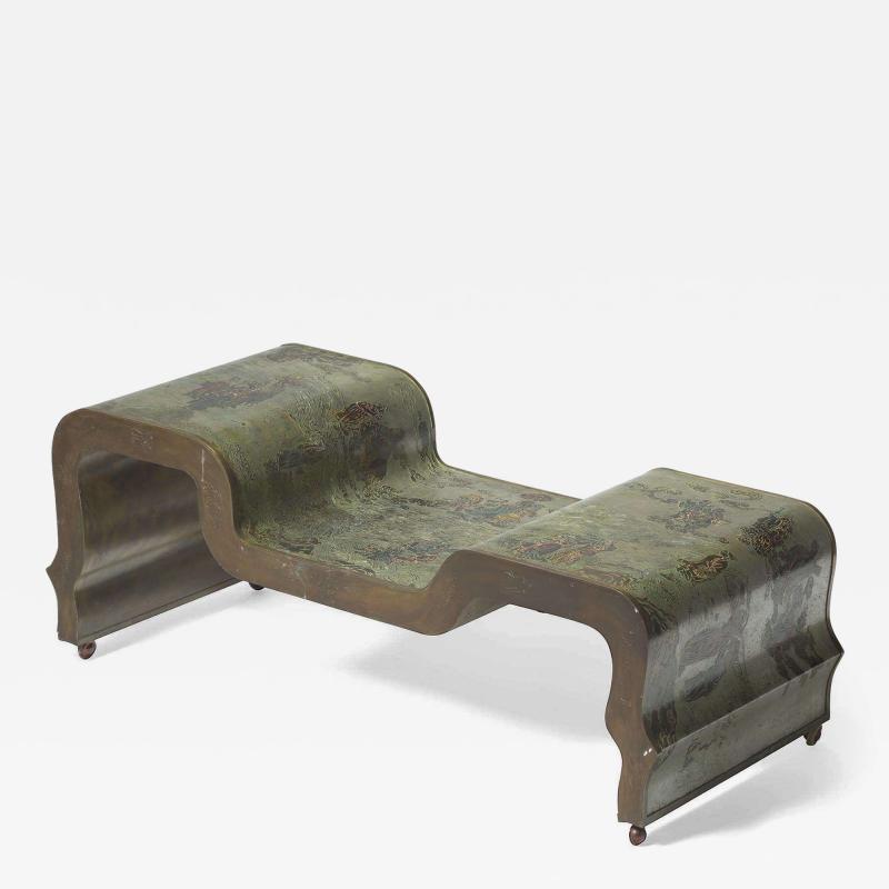 Philip and Kelvin LaVerne Rare Patinated Bronze and Pewter Chi Liang Coffee Table