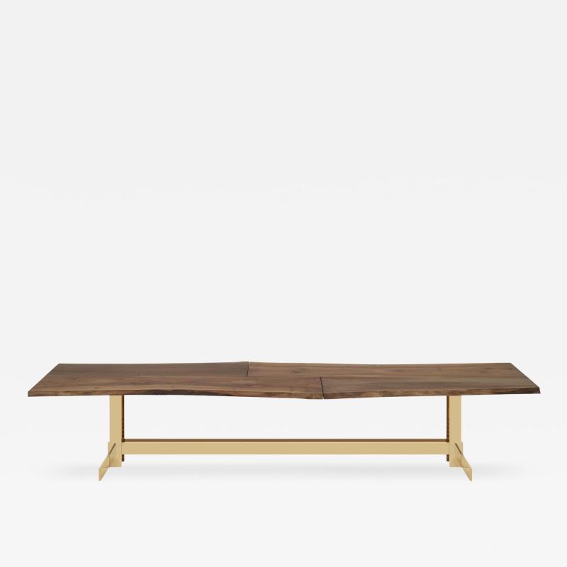 Philipp Mainzer Exceptional Trunk II Table in Solid Walnut and Polished Brass for E15 Selected