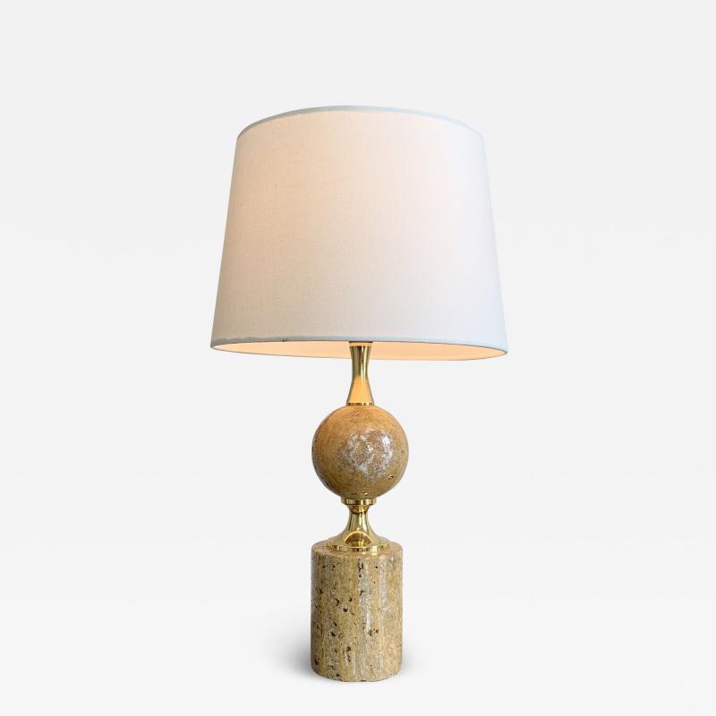 Philippe Barbier Philippe Barbier Travertine and Gilt Table Lamp