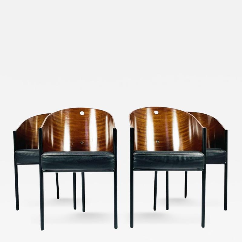 Philippe Starck Set of Four Driade Costes Mahogany Chairs by Philippe Stark Signed