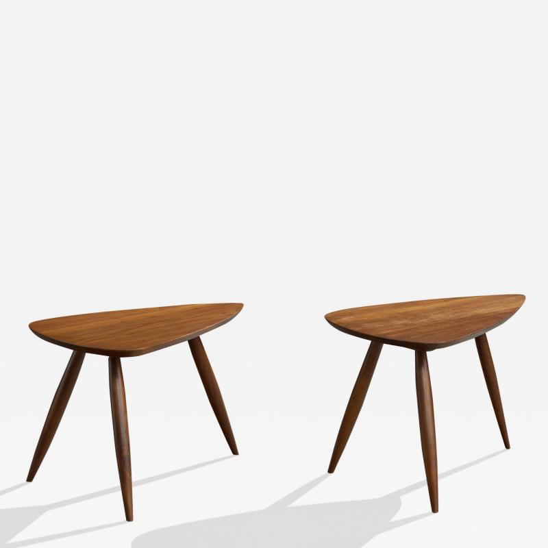 Phillip Lloyd Powell Side Tables in Walnut USA 1970s