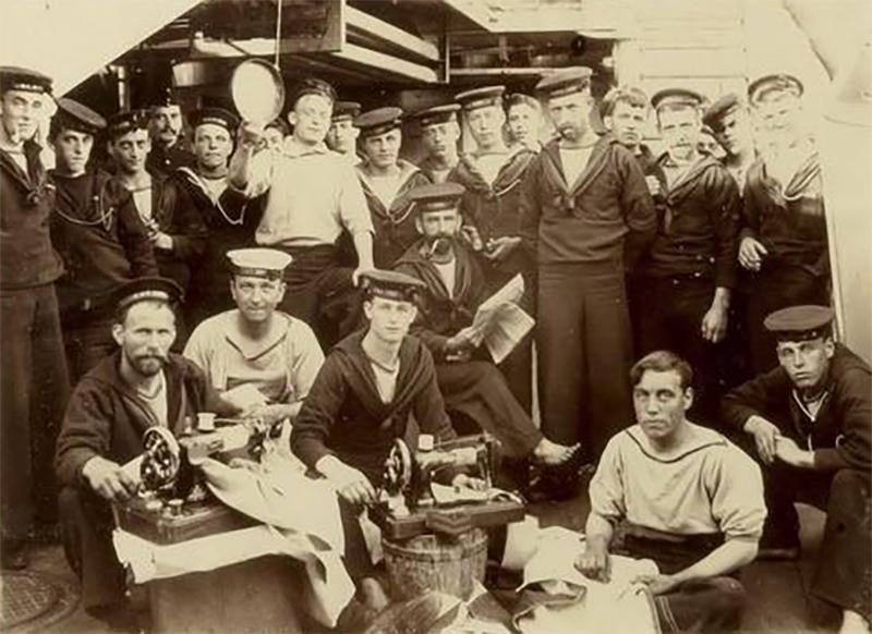 Photograph of the crew of HMS Dido on deck