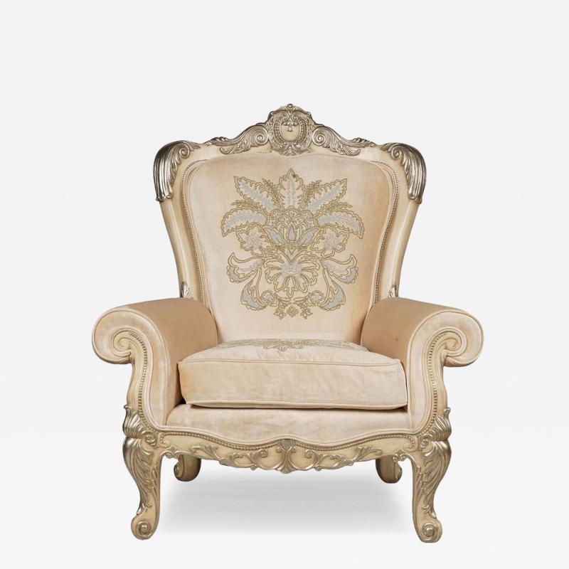 Phyllis Morris 18c Style Phyllis Morris Large Embroidered Bergere Throne Chair
