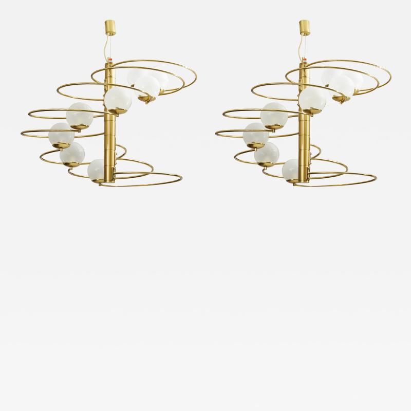 Pia Guidetti Crippa A Pair of Mid Century Modern chandeliers by Pia Guidetti Crippa for Lumi 