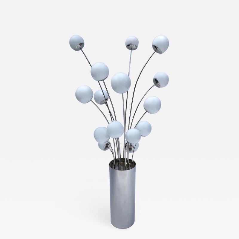 Pia Guidetti Crippa Floor Lamp Metal Opaline Glass by Pia Guidetti Crippa for Lumi Italy 1970s