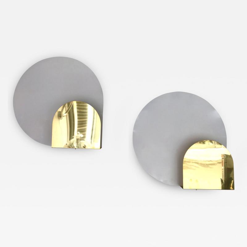 Pia Guidetti Crippa Pair of Sconces metal and Brass by Pia Guidetti Crippa for Lumi Italy 1980s