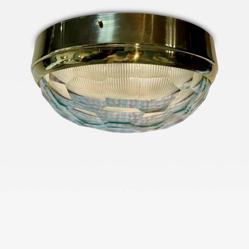 Pia Guidetti Crippa Pia Guidetti Crippa for LUMI Faceted Glass Brass Flush Mount Wall Light