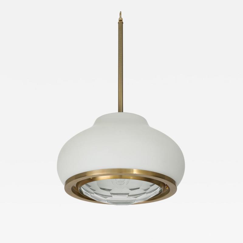 Pia Guidetti Crippa Stunning Italian 1960s Opaque and Faceted Glass Pendant Light by Pia Crippa