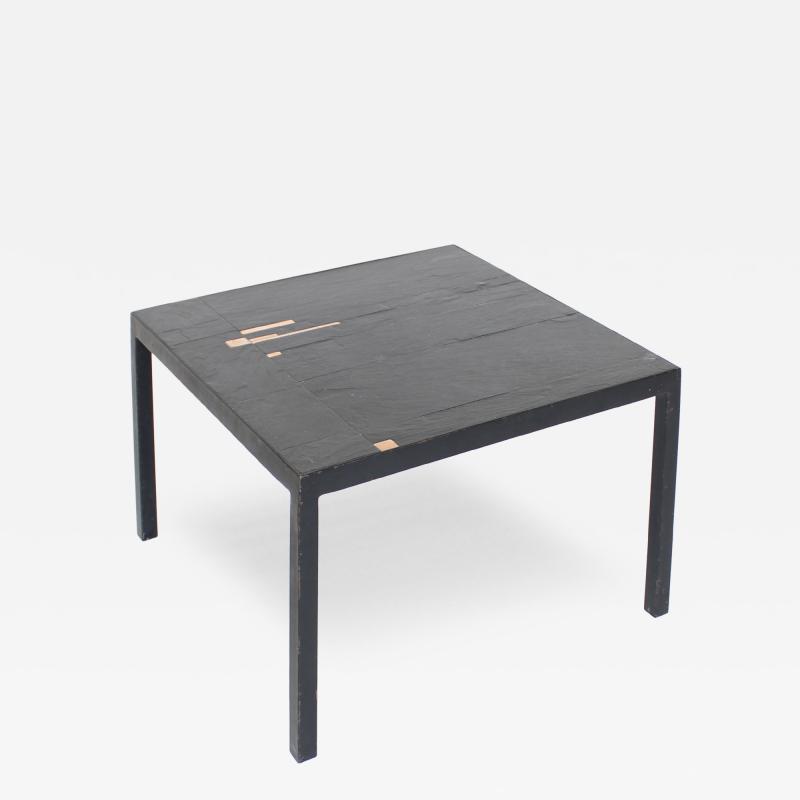 Pia Manu Belgian Slate and Enamel Accents Side or Small Coffee Table Attributed Pia Manu