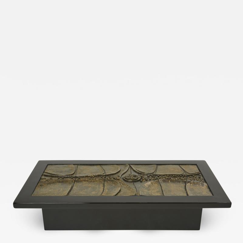 Pia Manu Belgian brutalist ceramic lacquer coffee table by Pia Manu 1970s