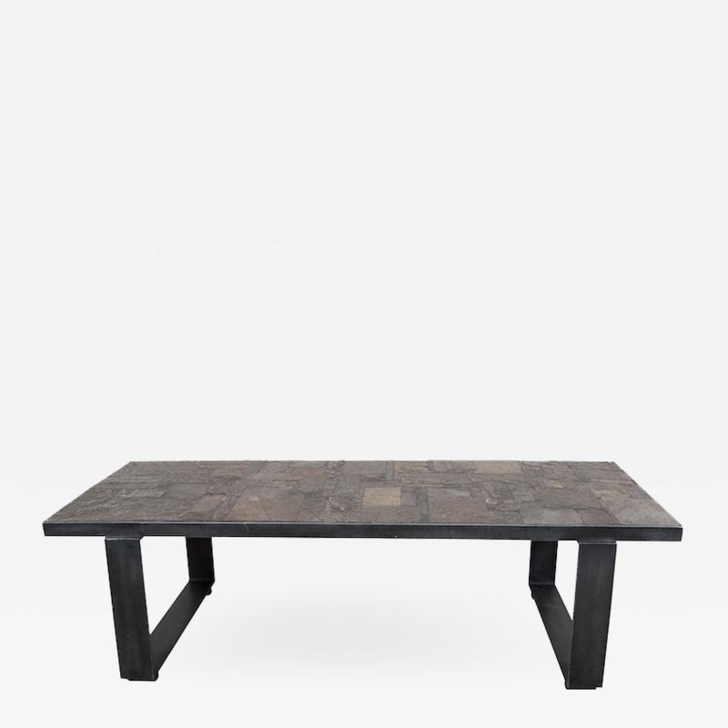 Pia Manu Low Table with Tile Top and Metal Base