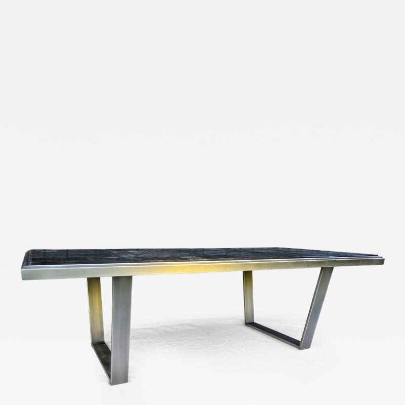 Pia Manu Pia Manu 1960s Brutalist Cast Resin and Steel Sled Base Coffee Table Belgium
