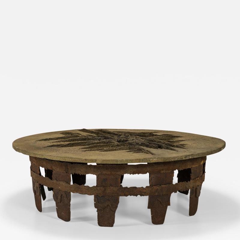 Pia Manu Pia Manu Brutalist Coffee Table in Forged Iron and Concrete Belgium 1970s