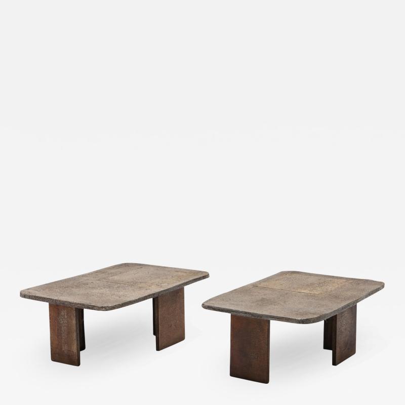 Pia Manu Pia Manu Brutalist Pair of Side Tables 1970s