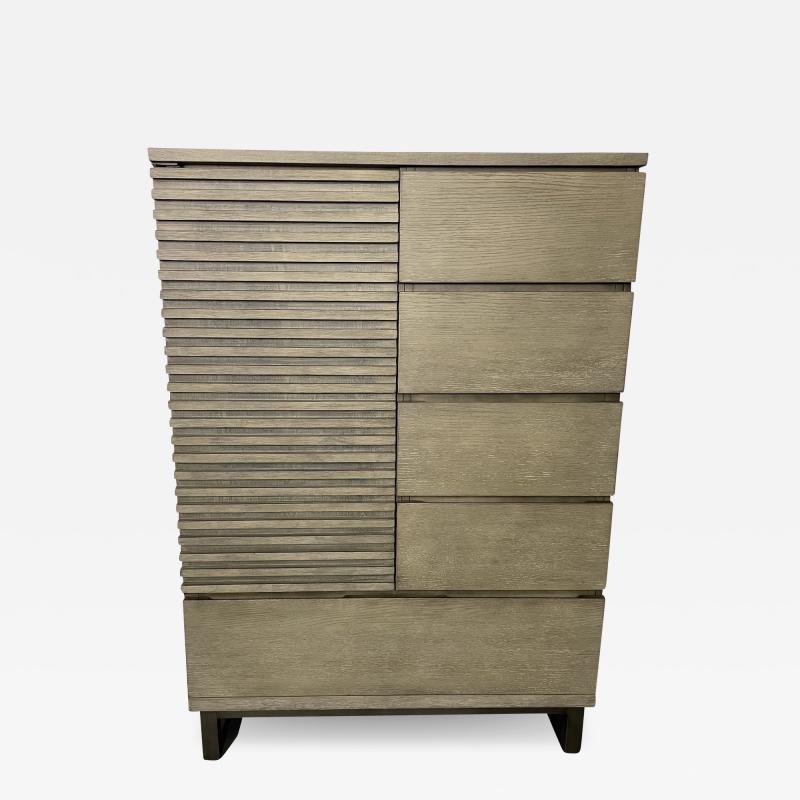 Pickled Modern Hi Chest Armoire Cabinet Wardrobe Metal Base