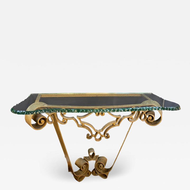 Pier Luigi Colli Console Wrought Iron Gold Leaf by Pier Luigi Colli Italy 1950s