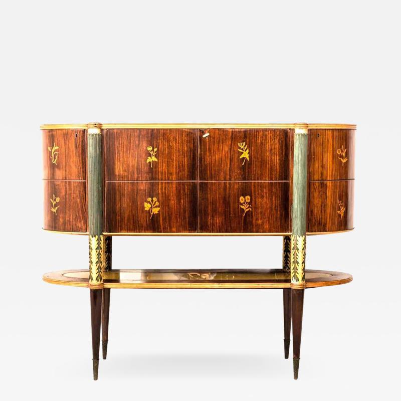 Pier Luigi Colli Italian Midcentury Oval Shaped Rare Bar Cabinet or Sideboard by Pierluigi Colli
