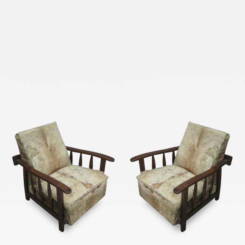 Pier Luigi Colli Pair of Italian Mid Century Modern Craftsman Lounge Chairs by Pierluigi Colli