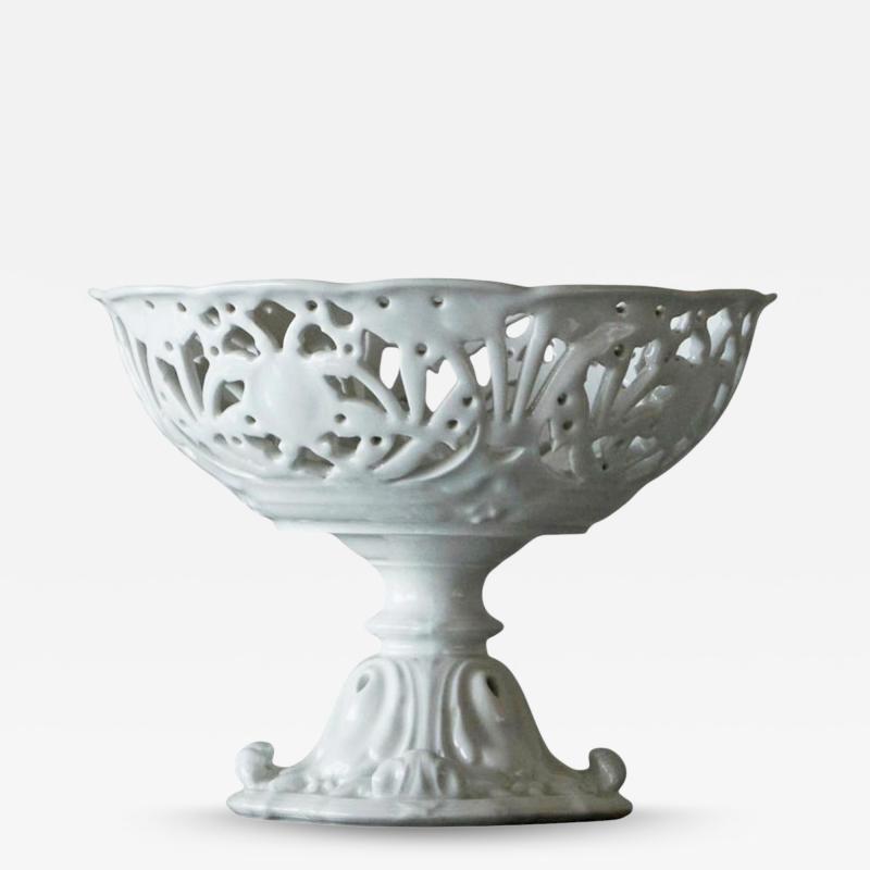 Pierced and Raised Porcelain Centerpiece Bowl or Comport Early 20th Century