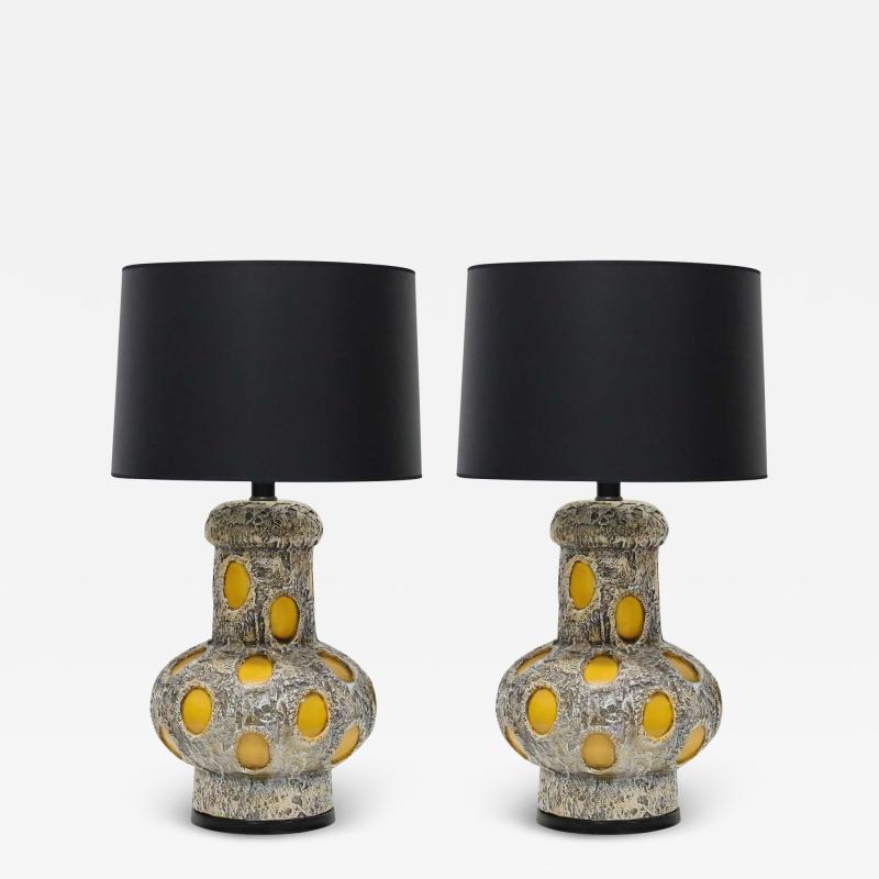 Pieri Tullio Pair of Monumental Brutalist Style Ceramic Lamps by Pieri Tullio dtd 1975