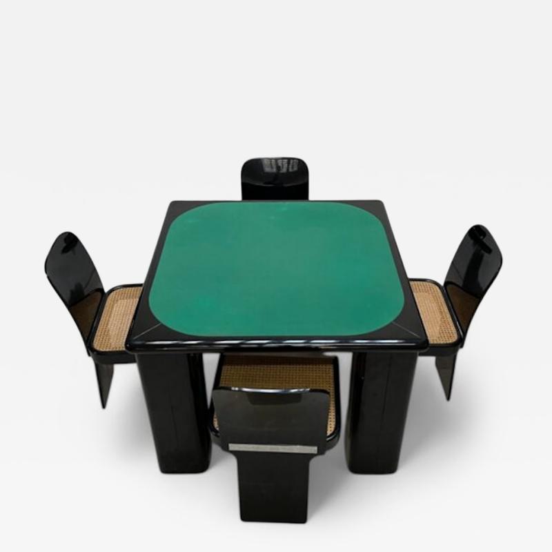 Pierluigi Molinari Lacquered Wood Game Table and Chairs by Pierluigi Molinari Milan 1970s
