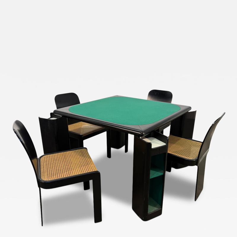 Pierluigi Molinari Pierluigi Molinari Game Table with Four Chairs Italy 1970s
