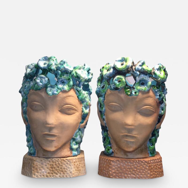 Piero Fornasetti ART DECO SPRING NYMPH GLAZED TERRACOTTA LAMPS