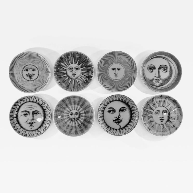 Piero Fornasetti Complete Set of Eight Soli e Lune Drinks Coasters by Fornasetti Italy