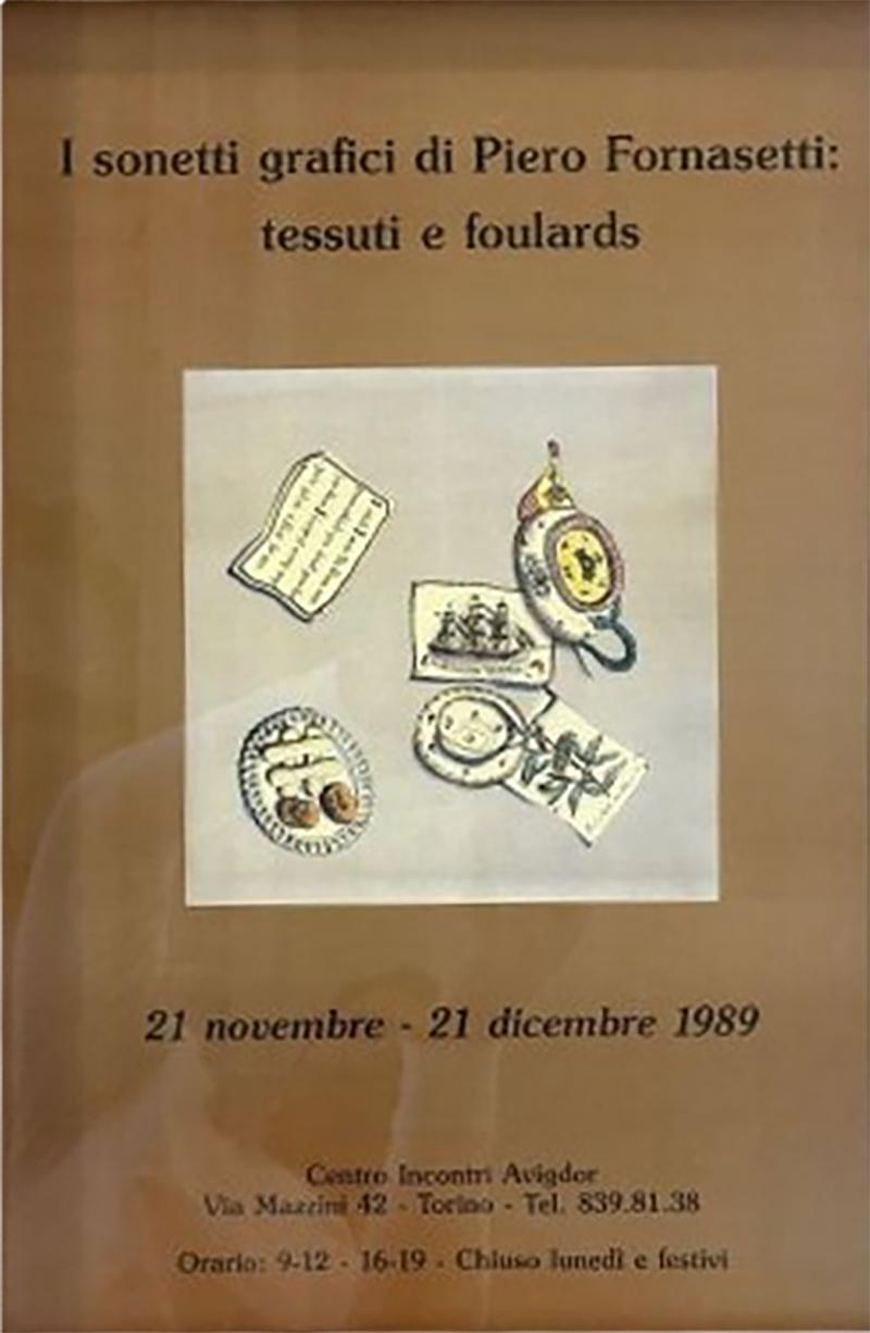 Piero Fornasetti Mid Century Modern Piero Fornasetti Exhibition Poster Decorative Art Framed