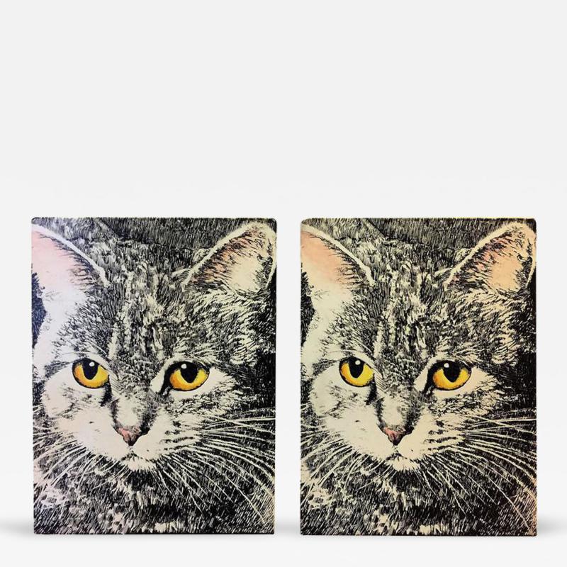 Piero Fornasetti Pair of Piero Fornasetti Cat Face Bookends