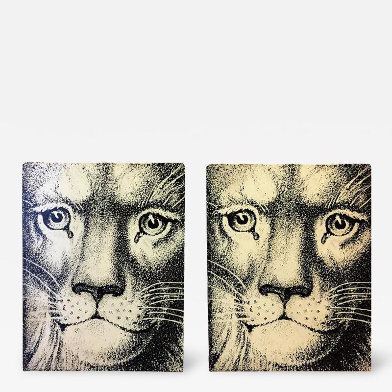 Piero Fornasetti Pair of Piero Fornasetti Lion Face Bookends