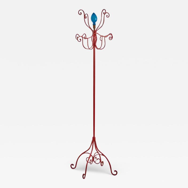 Piero Fornasetti Piero Fornasetti Coat Stand Made of Painted Wrought Iron Opaline Glass Brass