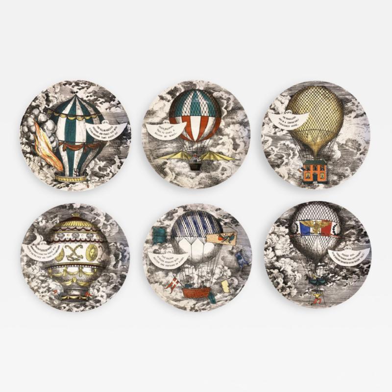 Piero Fornasetti Piero Fornasetti Mongolfiere Plates Italy 1955