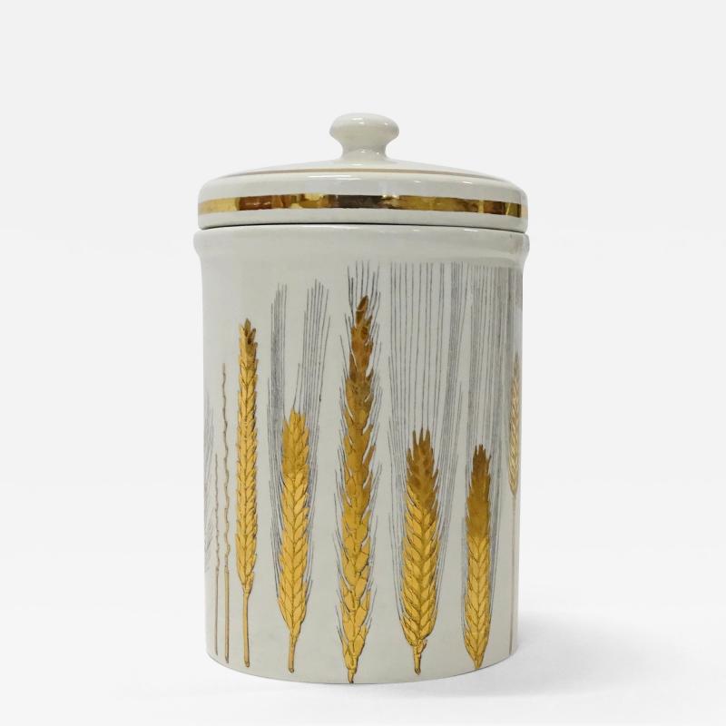 Piero Fornasetti Piero Fornasetti Wheat Spikes Large Ceramic Jar Italy 1960s